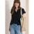 Blouse met gespleten hals in mousseline