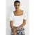 Boden Square Neck Smocked Jersey Top Wht