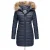 Marikoo damesjas Rose met gewatteerd design & afneembare imitatiebontkraag