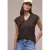 Street One Dames Shirt met overhangende schouders en V-hals in Bruin