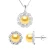 Versiering ketting en oorbellen FLOWER Zoet Water Beads Golden 9-10 mm 925