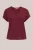 WE Fashion – Dames T-shirt met opengewerkte structuur – Curve – Regular fit – Bordeauxrood –   Plus Size