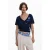 Desigual gebloemde T-shirt donkerblauw
