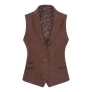 Dames roestbruin visgraat wollen tweed gilet met ruitjesmotief