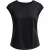 Elegante zwarte top met getextureerde korte mouwen.