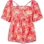 Biba Damesblouse met vierkante hals en pofmouwen (Oranje/Wit)