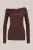 WE Fashion – Dames jersey off-shoulder top – Donkerbruin – Katoen –