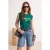 TRENDYOLMİLLA Dames Groen Grafisch Kort Getailleerd T-shirts