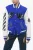 Gewatteerd ROYAL Bomberjack met leren mouwen en all-over print in blauw
