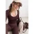 TRENDYOLMİLLA Dames Bruin Effen Lang Getailleerd Blouses