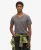 Superdry Mannen Slub-T-shirt met V-hals en Korte Mouwen Donkergrijs