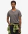 Slub-t-shirt met V-hals en Korte Mouwen Donkergrijs