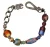 multikleurige zilveren ketting met messing kralen en kreeftsluiting armband