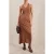 Reiss Side Ruched Jersey Midi Dress Brown