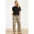 Smashed Lemon wide leg gebloemde broek met linnen – ecru