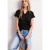 Street One Dames Shirt met gespleten hals en knoopdetails in Zwart