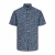 Summer linenblendprint shirt regular fit korte mouw – popeline – blauw (night sky)