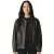 Dames zwarte leren Biker Blouson Bomber Oversized Jas – Sibiu