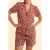 ICode Red Belted Shorts With Flowery Print Ecru