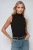 Gestreepte Halve Col Mouwloze Aangename Gebreide Top