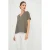 Khaki V Hals Top met Metallic Motief