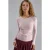 Aansluitende Blouse van Tulle met Lange Mouwen en Flockprint