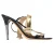 Jimmy Choo T-Strap Haksandalen in Zwart en Gouden Leer