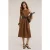 Motivi Pleated Dress In Poplin Brown
