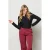 &Co Woman travelstof straight regular waist pantalon donkerrood