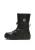 Insulated black snow boots with slip-on upper