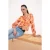 TRENDYOLMİLLA Dames Oranje Bloemen Lang Relaxed fit Overhemden