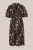 WE Fashion – Dames midi jurk met mao-kraag en print – Curve – Regular fit – Donkerbruin – Katoen – Plus Size