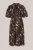 WE Fashion – Dames midi jurk met mao-kraag en print – Curve – Regular fit – Donkerbruin – Katoen – Plus Size