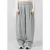 QS barrel regular waist pantalon met krijtstreep grijs
