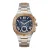 GUESS Analoog horloge ‘HEADLINE’  blauw / rose-goud / zilver