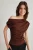 TRENDYOLMİLLA Dames Bruin Effen Kort Regular fit Blouses