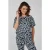 DIDI Long Loose Tee Short Sleeves Print Darkblue With Feathers Pr