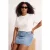 Trendyol Curve Dames Ecru Effen Kort Regular fit Grote maten T-shirts
