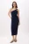 Marineblauwe platte mouwloze midi-jurk voor dames