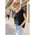 Street One Studio Dames Blouse shirt met V-hals en kant in Zwart