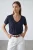 Katoenen Tencel V-hals Korte Mouwen Blouse