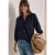 Blouse met 3/4 mouwen en gespleten hals in effen kleur