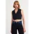 Dames Fitted Crepe Crop Blouse met Strikvoorkant
