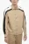Katoenen overshirt met contrasterende zijbanden in beige