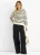 Beige gestreepte oversized trui met grove brei