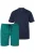 JP1880 Pyjama lang  cyaan blauw / grasgroen