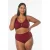 Zizzi high waist bikinibroekje SLINO met ribstructuur donkerrood