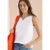 Cecil Dames Top met gespleten hals in effen kleur in Wit