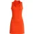 Elegante mouwloze jurk met watervalhals in een levendige oranje kleur.