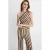 Mango wide leg regular waist gestreepte broek fijn gebreid bruin